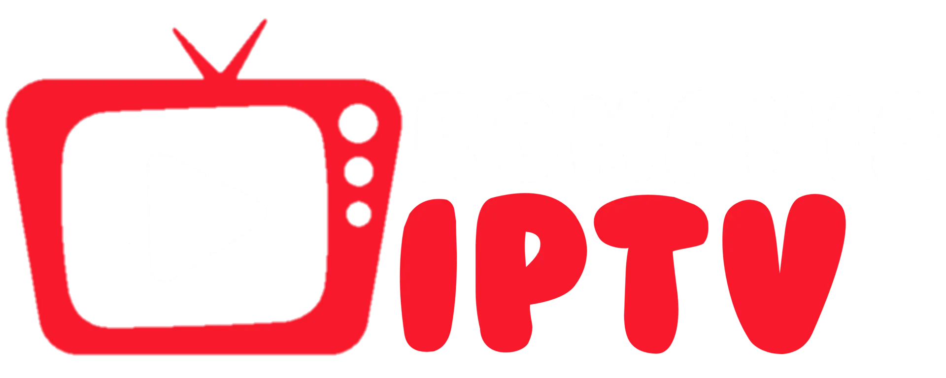 A red retro TV icon with a play button is next to the words ROMANIA IPTV in bold red and white letters on a light background.